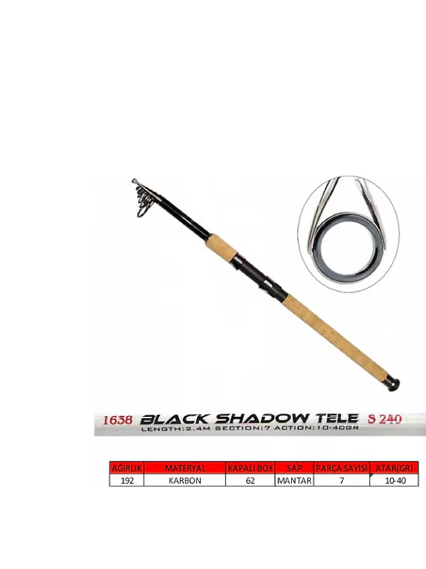 Captain 1638 Black Shadow Tele Spin 240Cm 10-40Gr