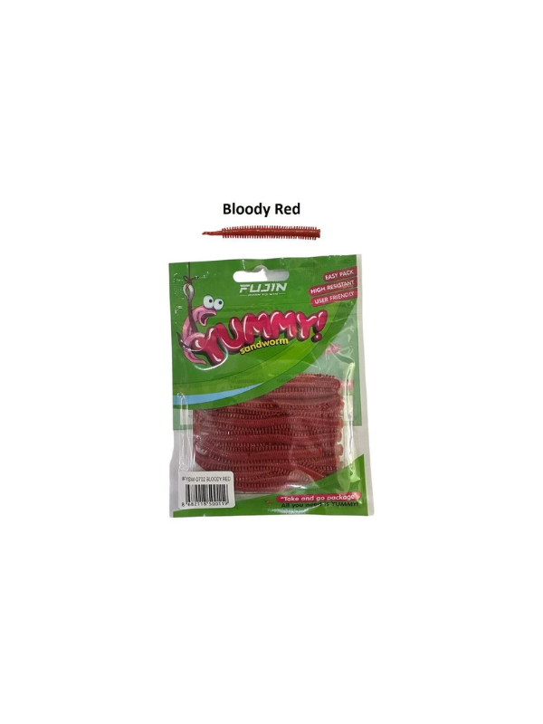 Fujin Yummy Sandworm Silikon Yem Bloody Red 7cm. Bloody Red